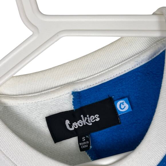 Cookies Split Logo Crewneck Sweatshirt Small Blue White Streetwear Skater Y2K - Picture 5 of 6